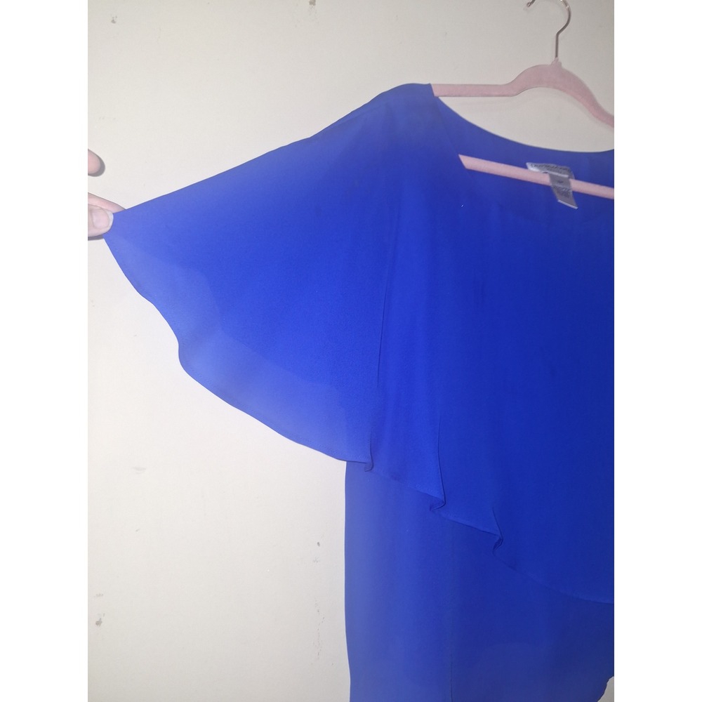 Drapers & Damon's Petites Royal Blue Cropped Flowy 18P‎ Blouse Top Careerwear - Picture 5 of 7